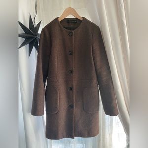 Zara brown button up coat